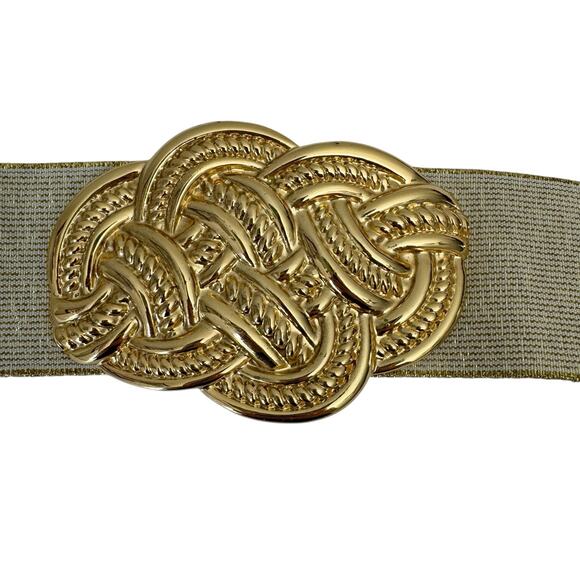 LILLY PULITZER Belt XS/S Elastic Stretch Large Gold Braided Decorative Buckle - Picture 5 of 11